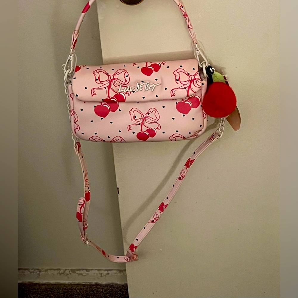 Betsey Johnson Pink Cherry Hearts & Bows Bag
